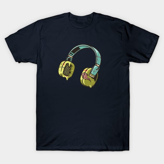 Zombie Headphones Cartoon T-Shirt by SLAG_Creative